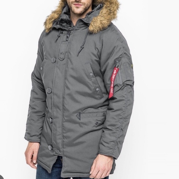Alpha Industries Gray Parka Coat EUC - Picture 4 of 4